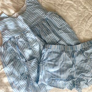Blue and White Striped LAKE Pajamas Set